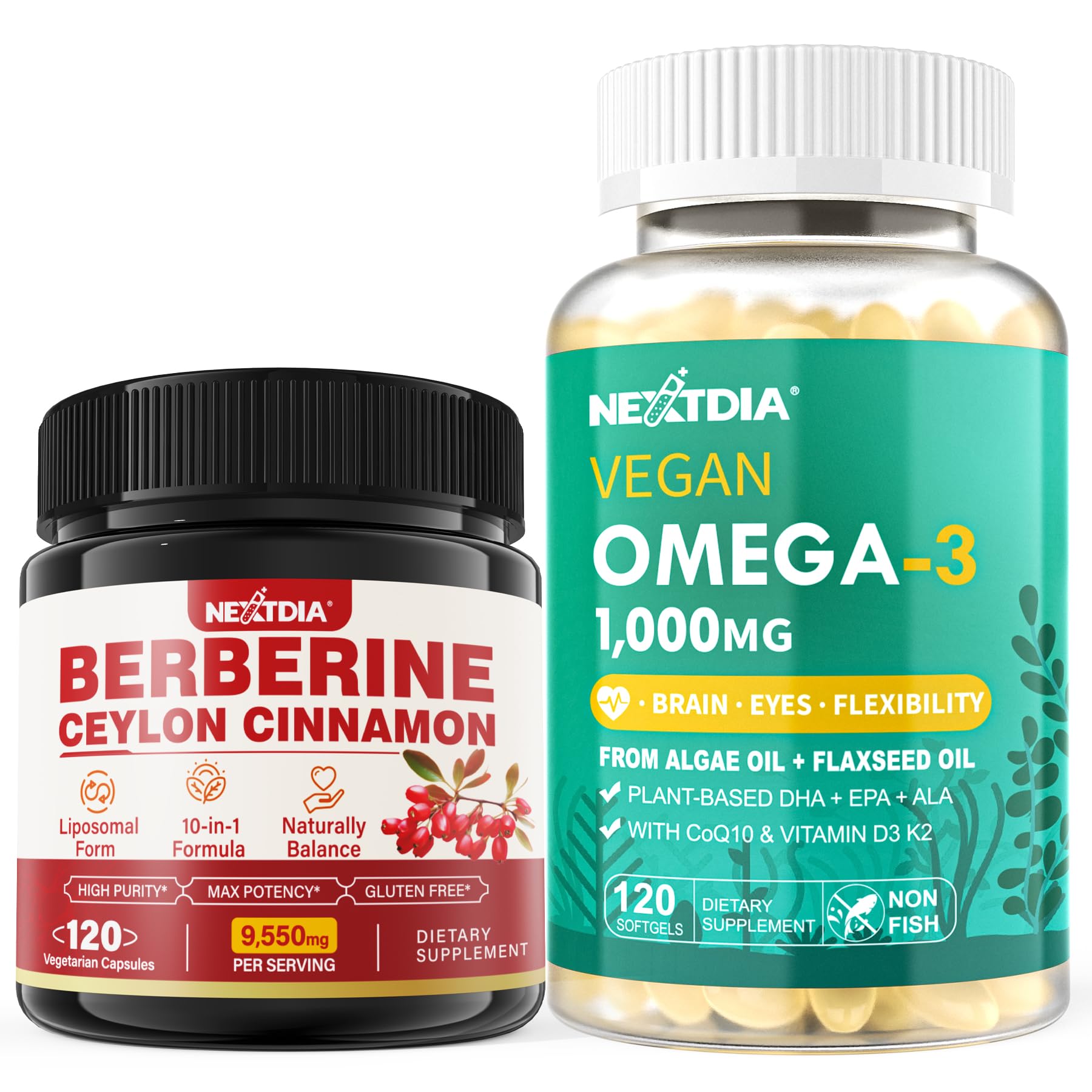 Amazon.com: Nextdia Berberine Supplement 1500mg + Vegan Omega 3